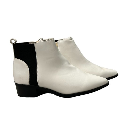 George Off-White Ankle Boot Faux Leather, Side Zipper Heel 2in/5cm, Side Panels - Picture 2 of 11